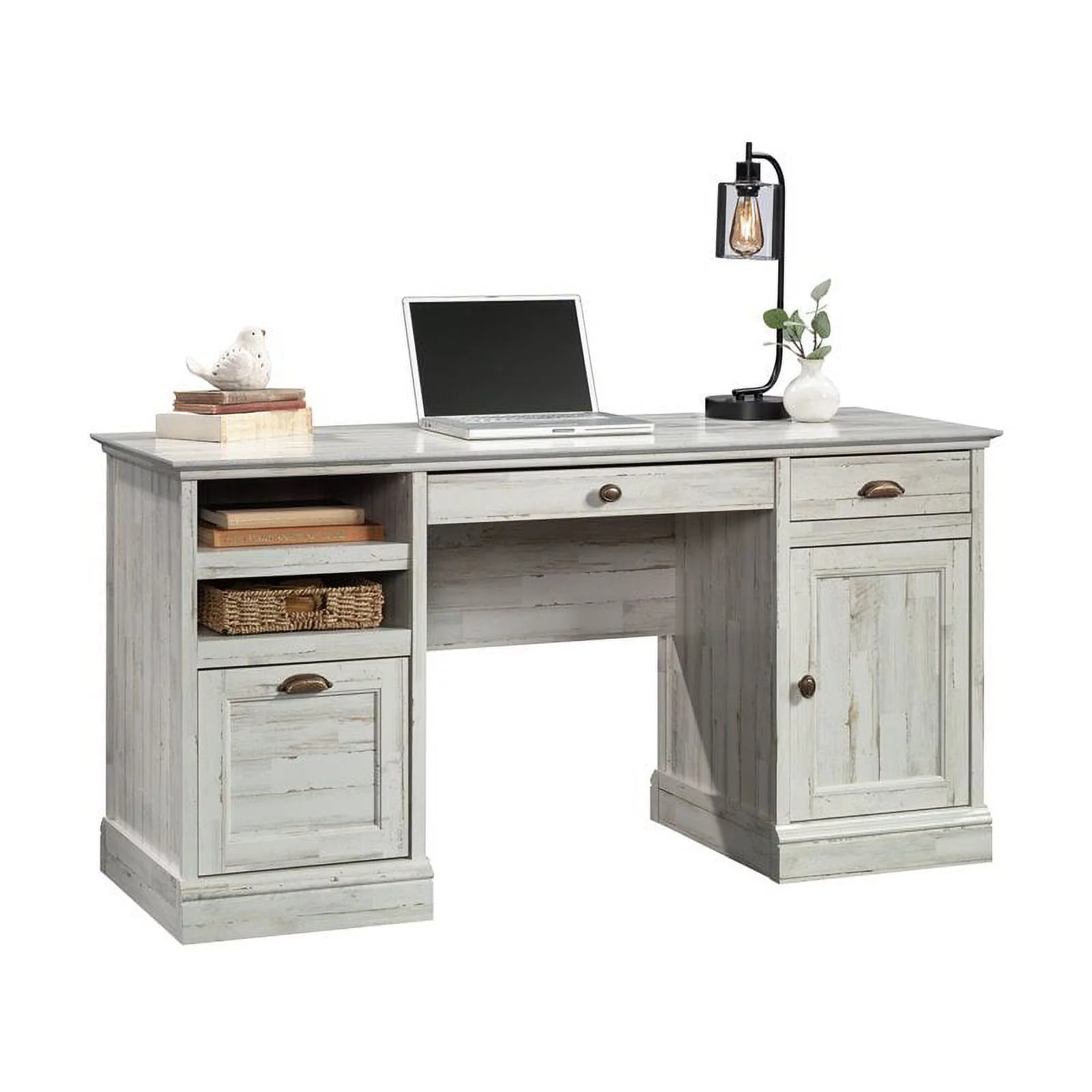 Sauder Barrister Lane Home Office Executive Desk, White Plank Finish - Radiant Selections