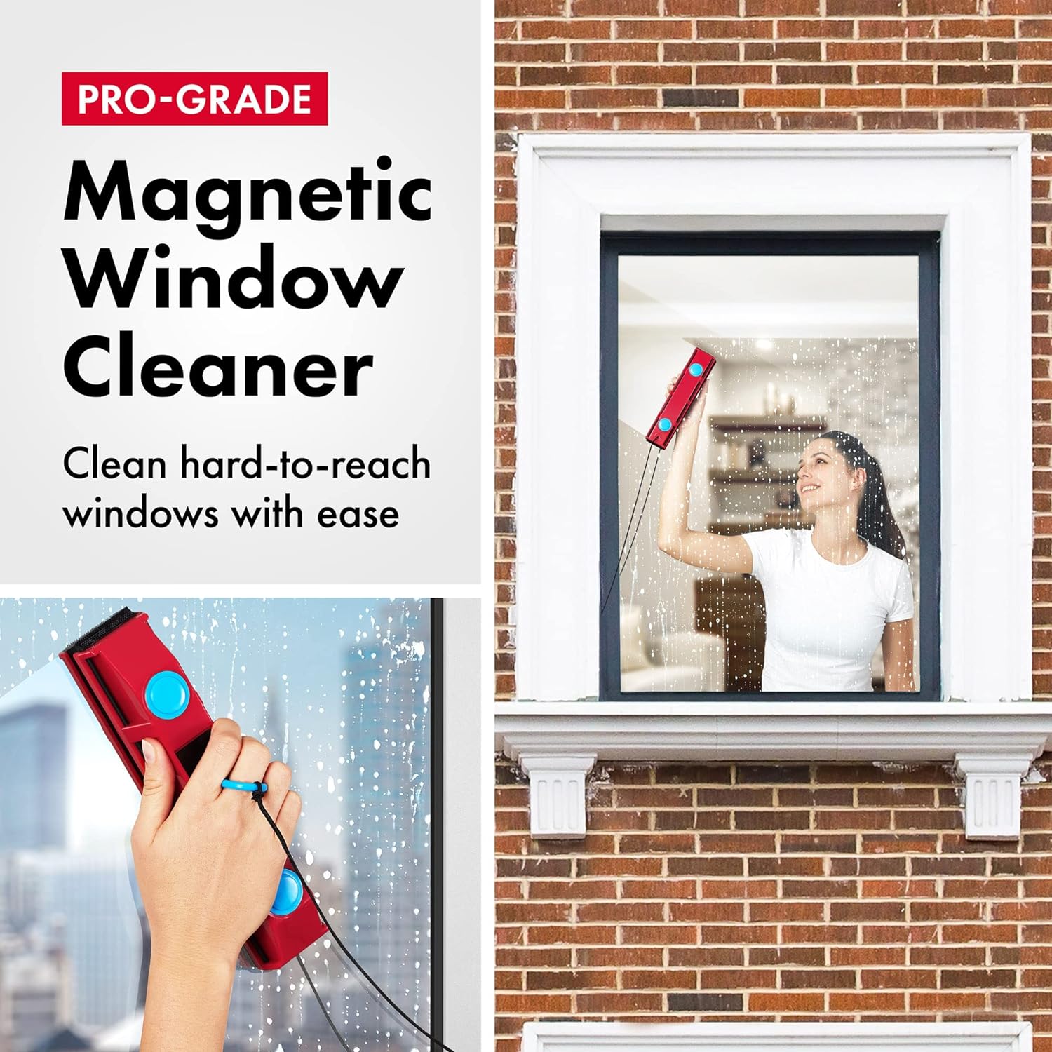 Tyroler Bright Tools The Glider D-2 Magnetic Window Cleaner for Double Glazed Windows. Fit to 0.3in - 0.7in Window Thickness. Glass Cleaner Pack of 2