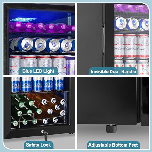 Cigar Electric Humidor, 35L 250 Counts Large Capacity Thermostatic Electric Cigar Cooler Cabinet with Digital LED Screen, Safety Lock