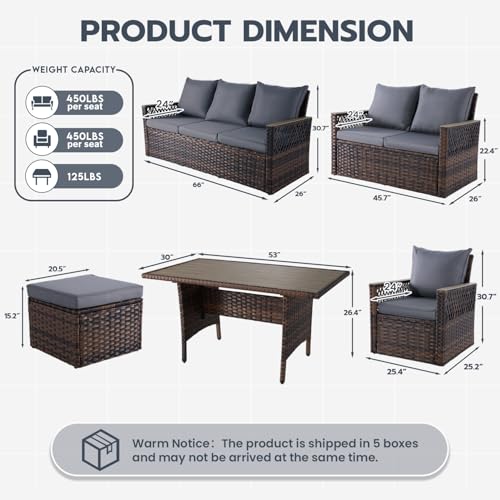 MELLCOM 4 Pieces Patio Furniture Set, Outdoor Wicker Chairs with Ottomans