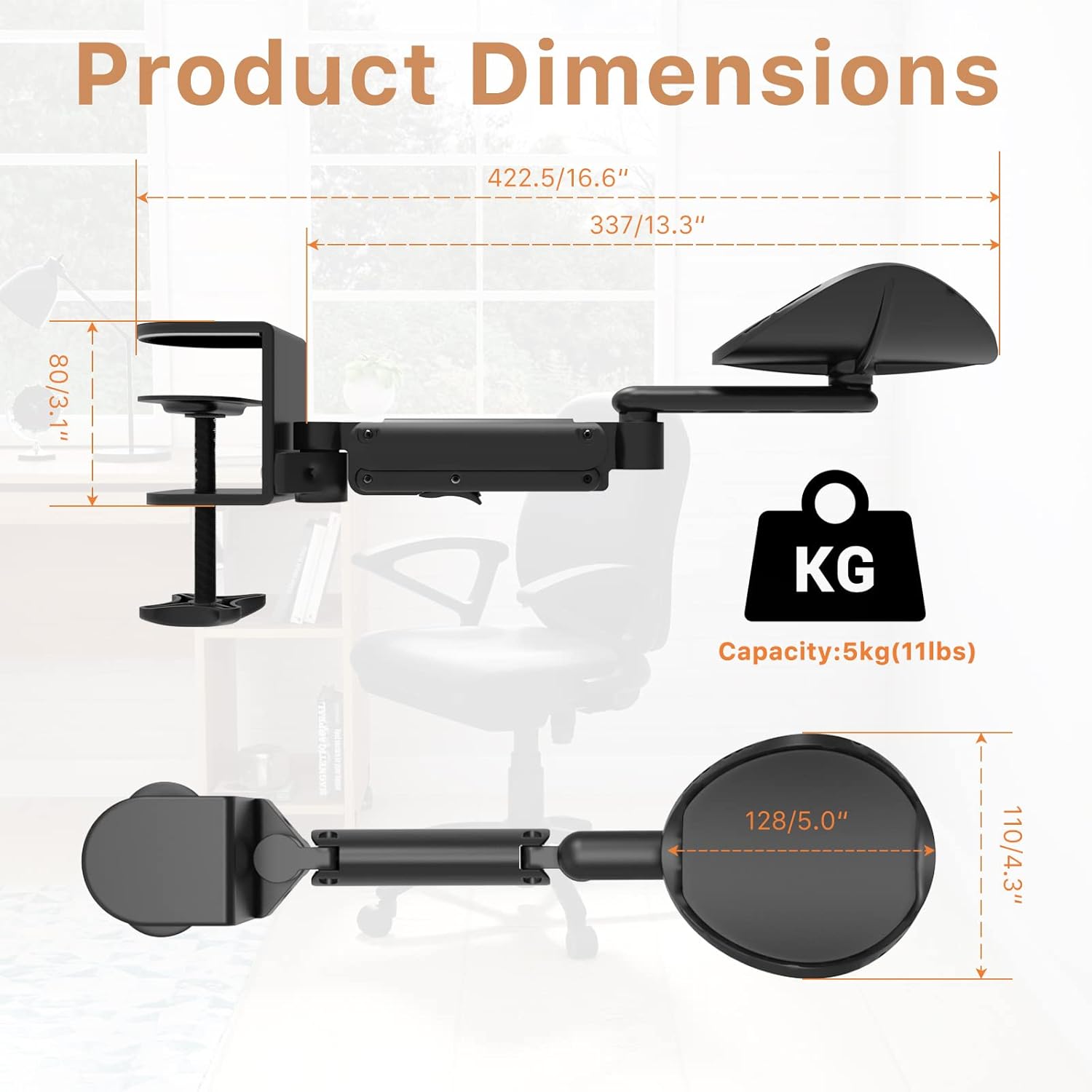 JOY worker Foldable Mobile Standing Desk and Ergonomic 360°Rotating Elbow Cushion Pad