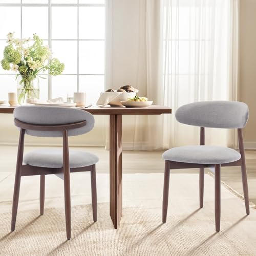 COLAMY Wooden Dining Chairs Set of 4, Modern Fabric Upholstered Dining Room Chair, Farmhouse Kitchen Chairs with Foot Pegs, Green