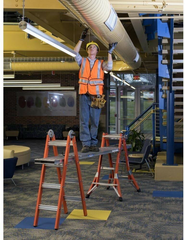 Werner Multi-Position Ladder 18 ft. 300 lbs. Load Capacity Type iA Fiberglass Fmt-17