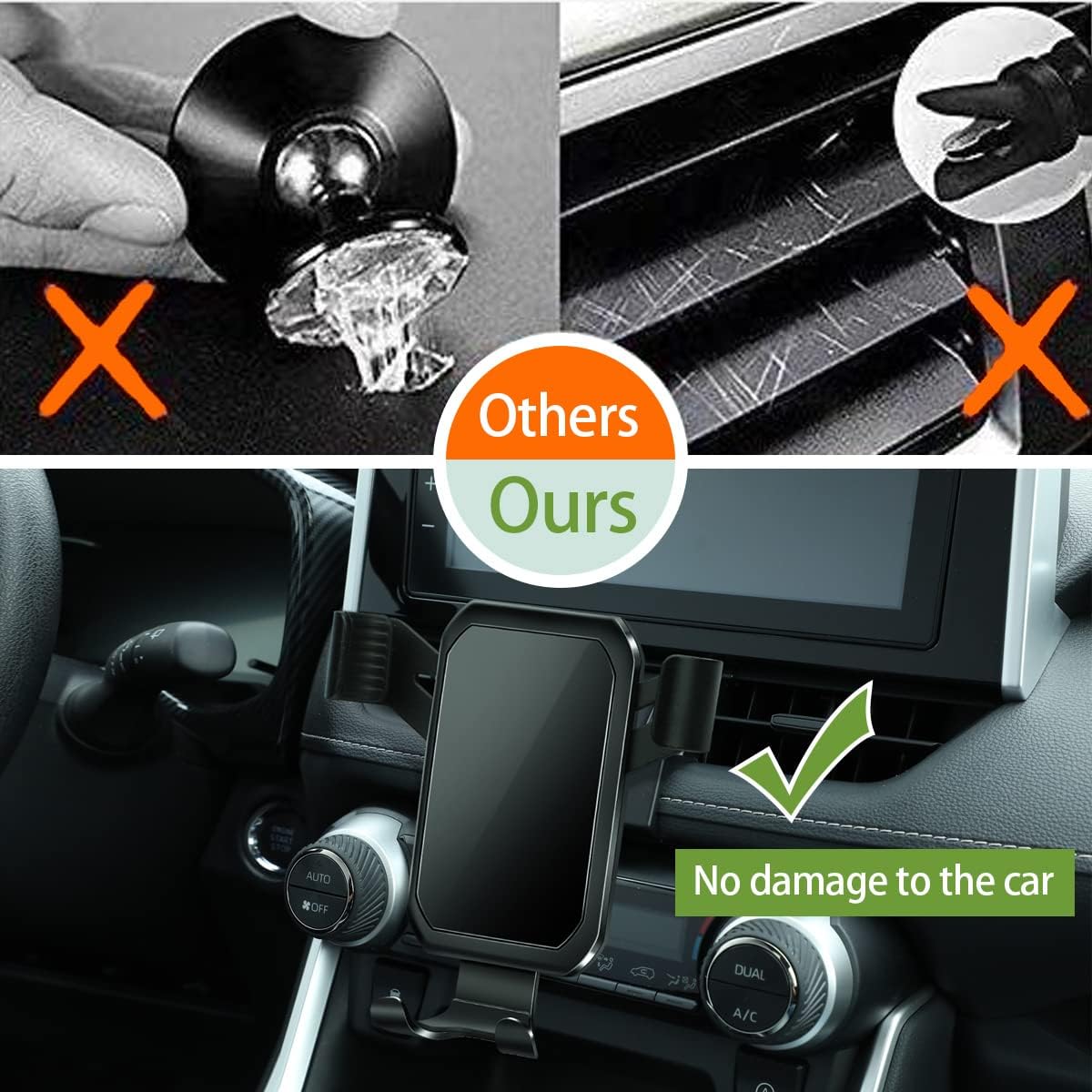 Cell Phone Mount, Phone Holder for Toyota RAV4 2019 2020 2021 2022, Car Dashboard Cell Phone Holder Compatible with All Mobile Smartphones, Black