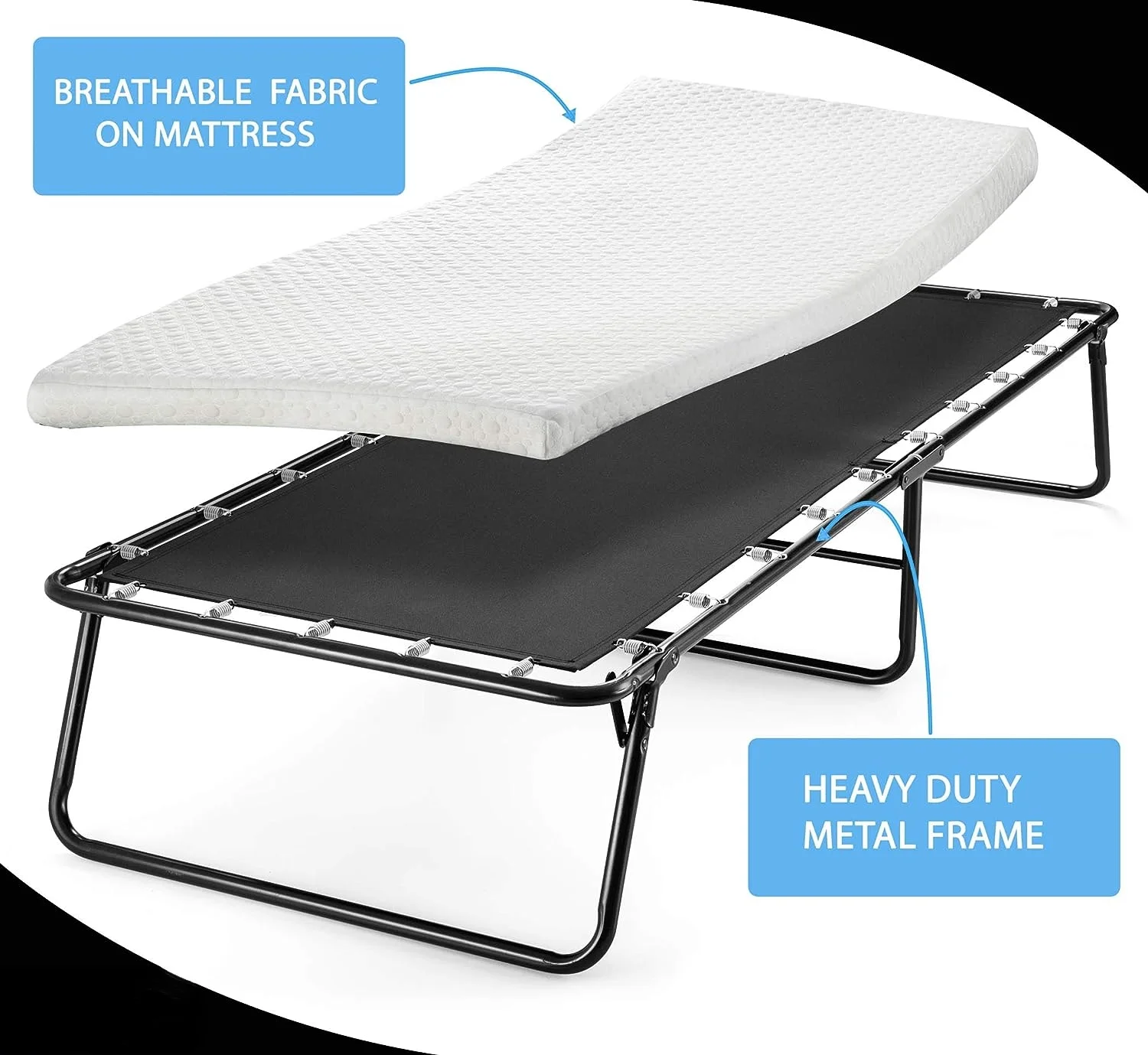 Guest Folding Bed Cot with Memory Foam Mattress, Compact, Portable & Lightweight, for Spare Bedroom & Office (31 inch)