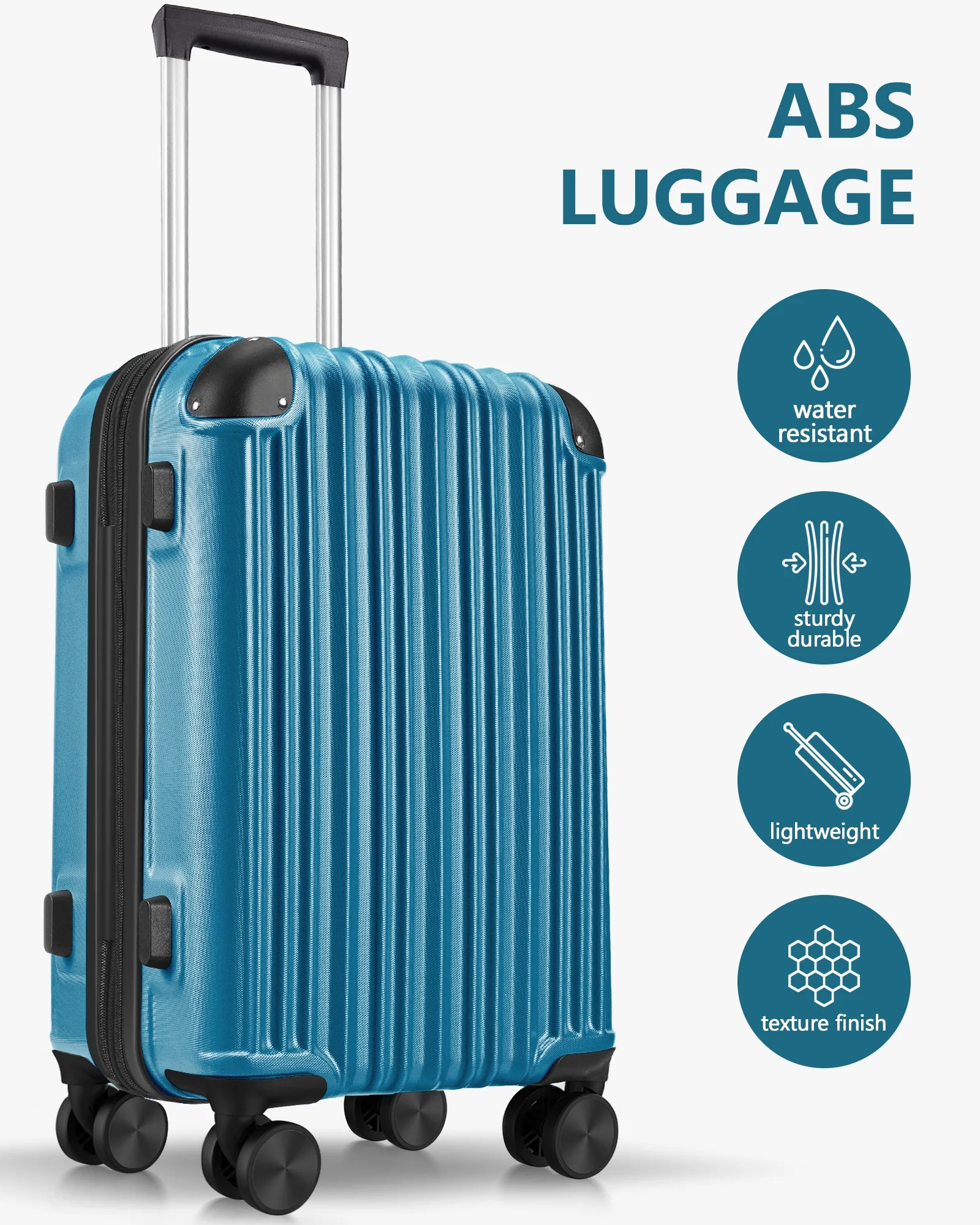 3-Piece Expandable Luggage Sets, ABS Spinner Suitcase Set with TSA Lock ,Sky Blue - Radiant Selections