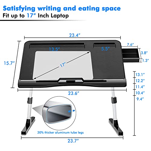 Laptop Bed Tray Table, Adjustable Foldable Bed Desk for Laptop with Storage Drawer Phone Holde for Eating, Working, Writing, Drawing
