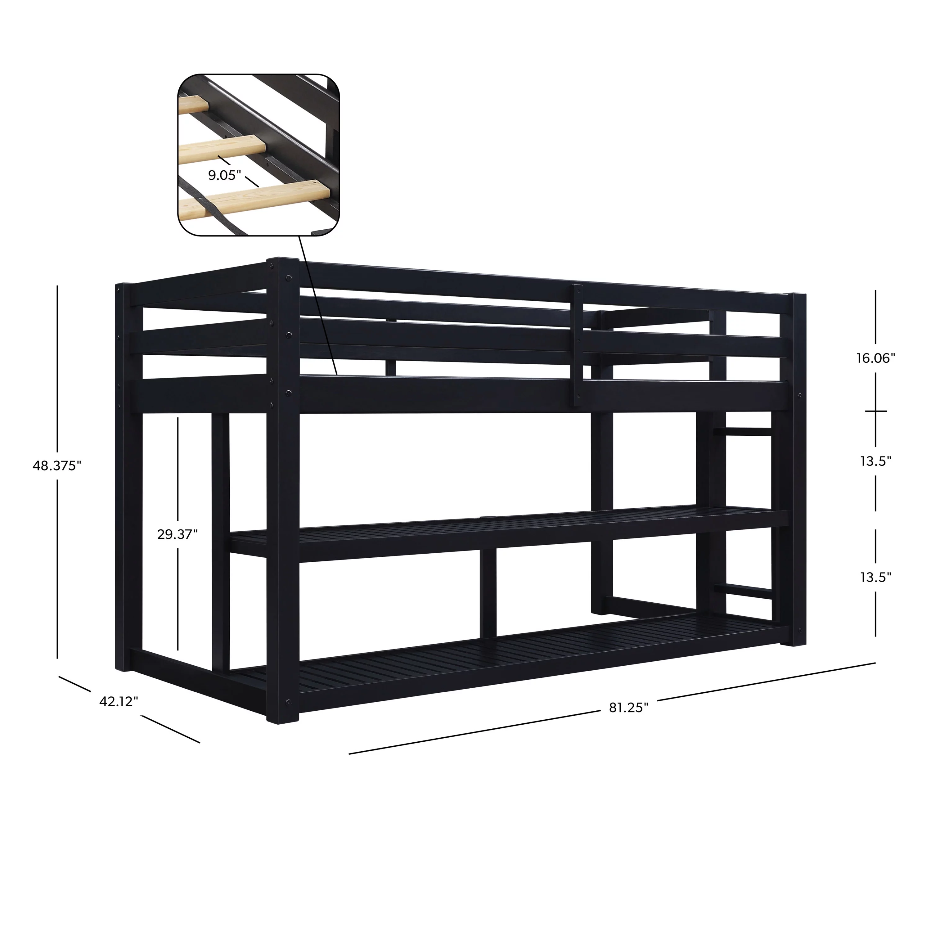 Better Homes and Gardens Greer Twin Loft Storage Bed, Black