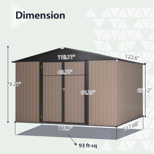 6x4 ft Small Outdoor Metal Storage Shed with Floor Frame & Lockable Door, Heightened Entry Garden Tool Shed for Backyard, Durable Galvanized Steel