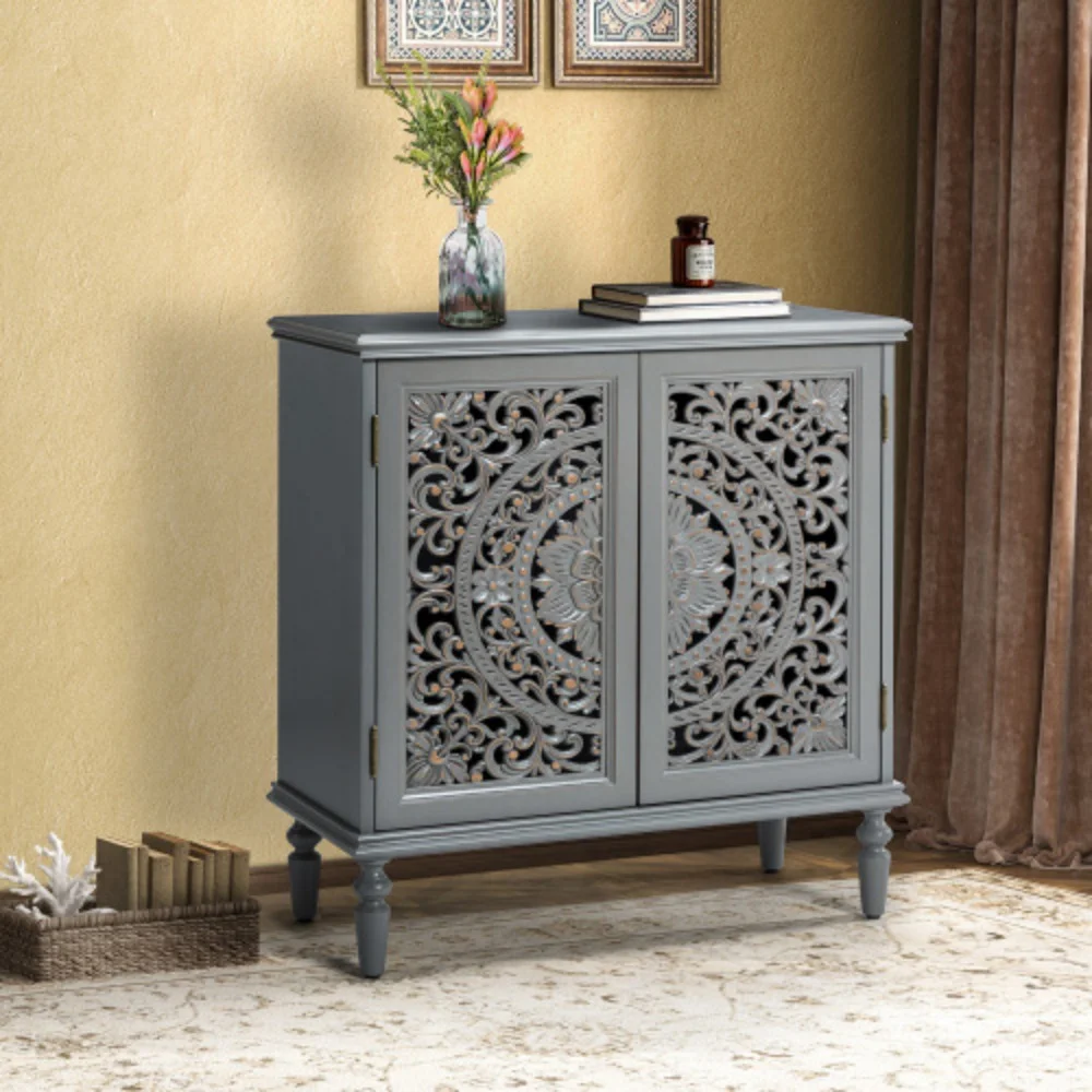 Melampous 32" Tall 2-Door Accent Cabinet-GRAY  Modern + Grey + Wood