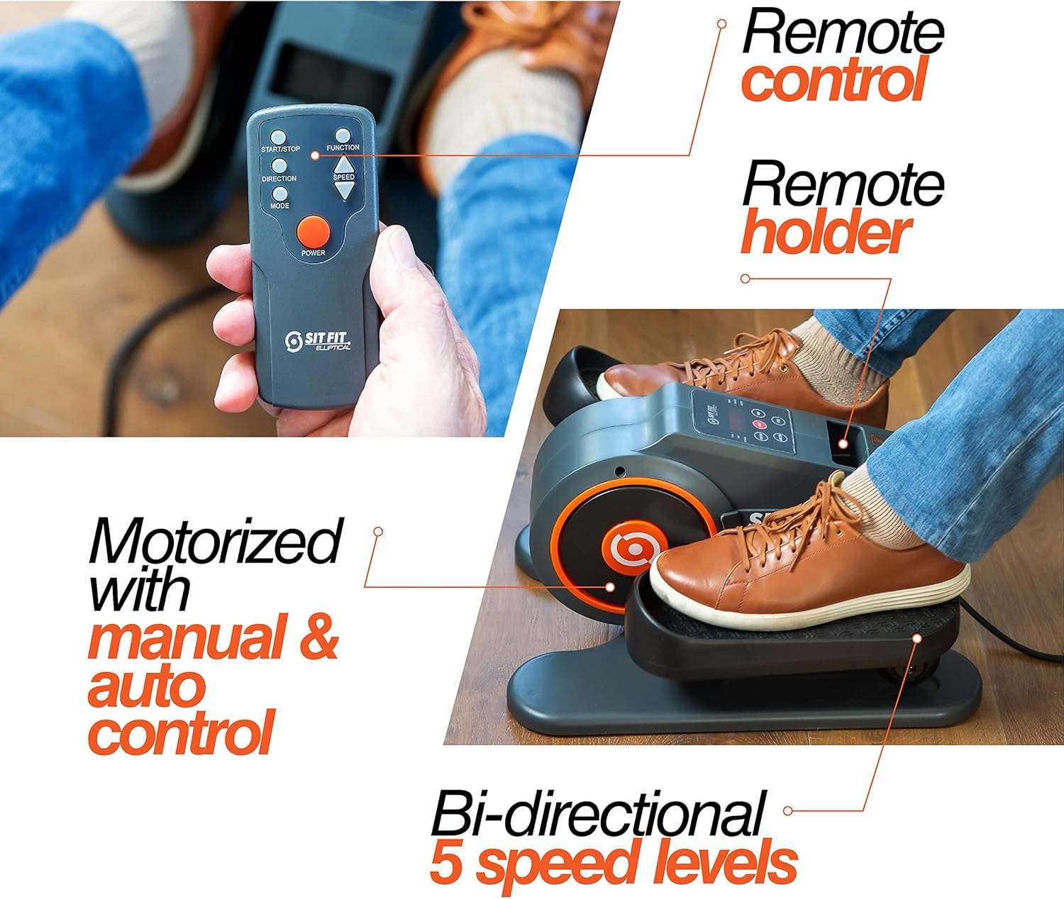 SITFIT, Sit Down and Cycle! Powered Foot Pedal Exerciser for Seniors, Under Desk Elliptical Exercise Bike