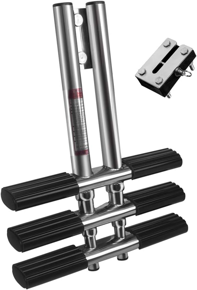 XinKunmarine Dual Vertical Telescoping Boat Ladder Stainless Steel Marine Boarding Ladder 3 Step Heavy Duty Dive Ladder