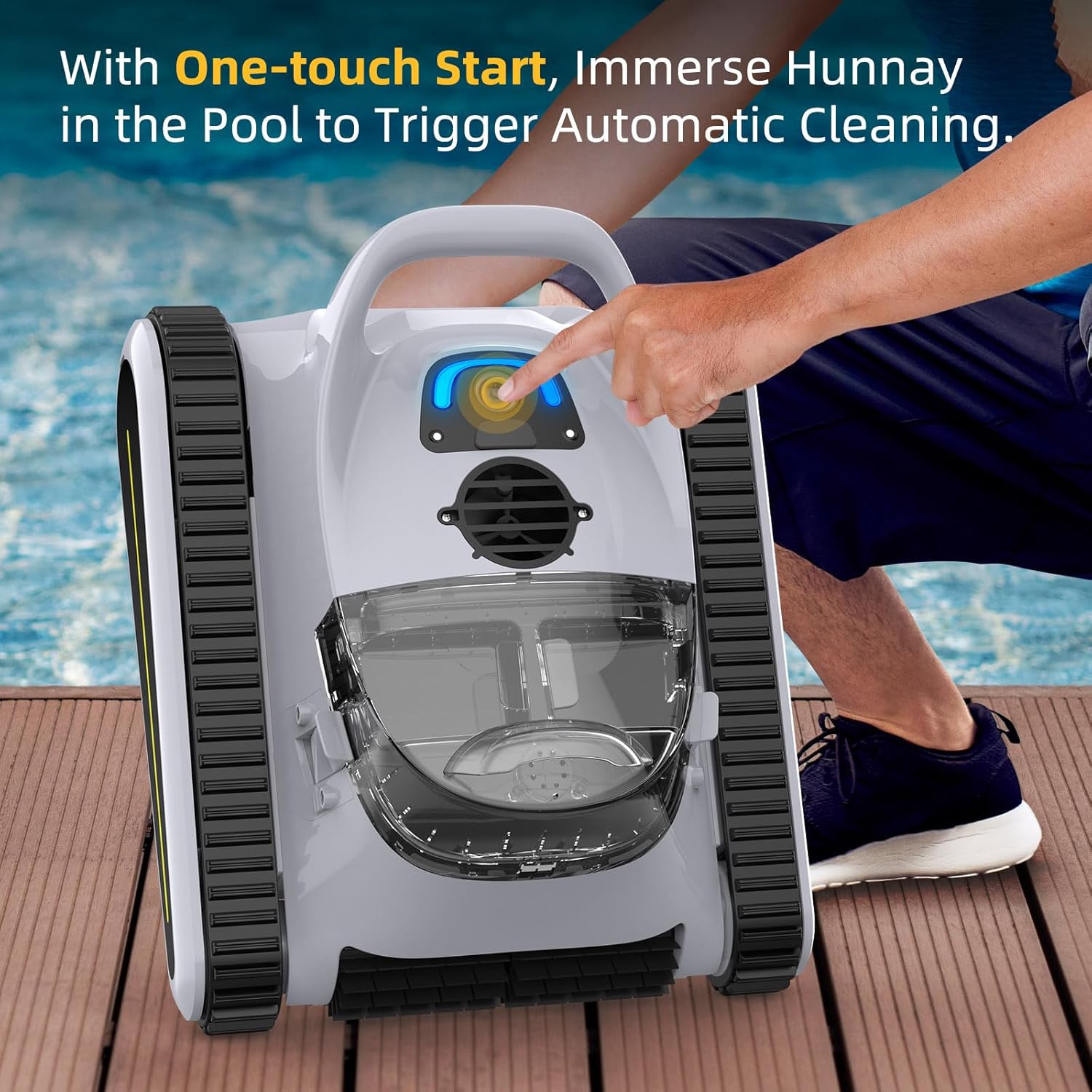Seauto Seal Robotic Pool Cleaner: Premier Pool Vacuum Robot for Inground Pools, Wall Climbing, 180W Powerful Suction, Self-Parking, LED Indicator
