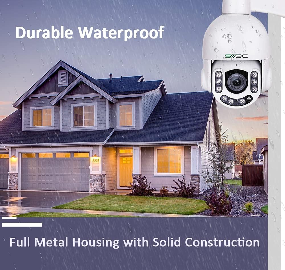PTZ POE Camera Outdoor SV3C POE Camera 5MP with 10 LED HD Night Vision, 5X Zoom, Two Way Audio, IP66 Metal Shell, Motion Detection