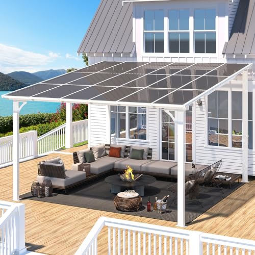 AECOJOY 10&rsquo; x 10&rsquo; Gazebo, Wall Mounted Gazebos Pergola on Clearance, Outdoor Patio Lean to Gazebo Awnings for Deck, Porch