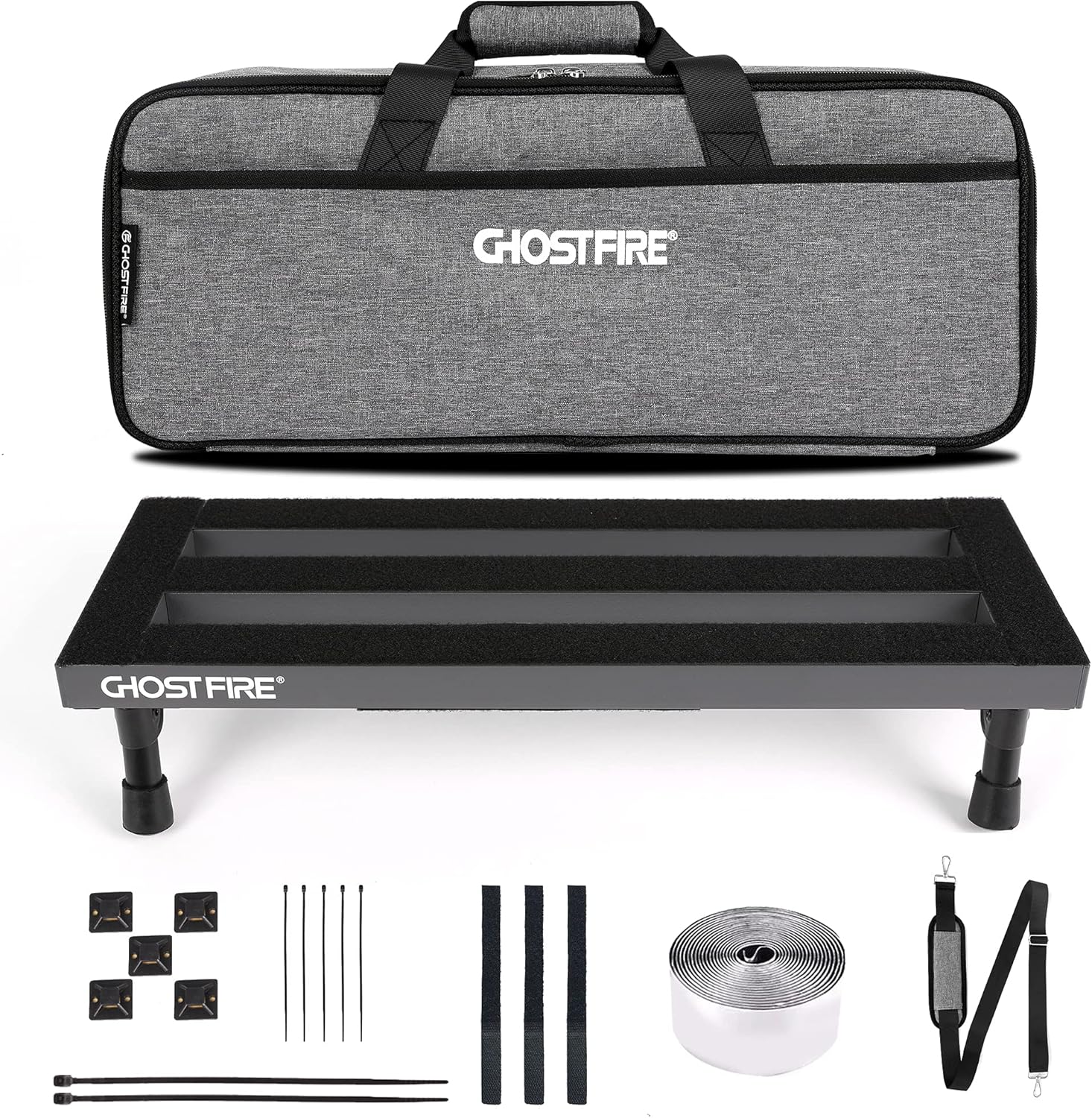 Ghost Fire Guitar Pedal Board Aluminum Alloy Super light Effect Pedalboard with Carry CASE (19.8''x11.5''SPL-04 PC)