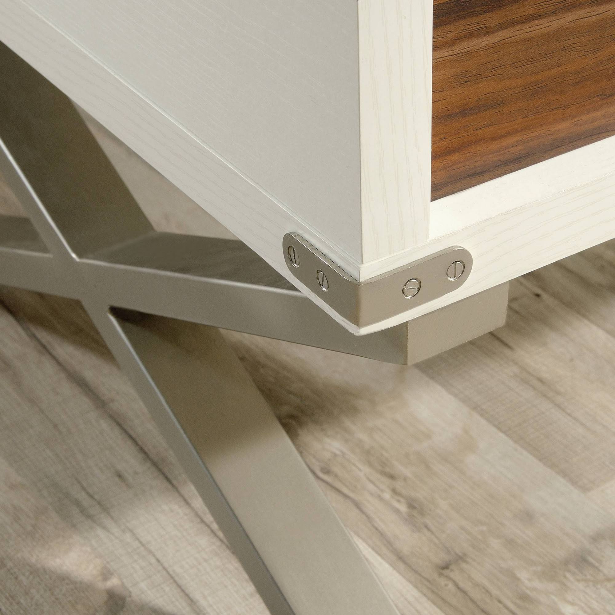 Sauder Vista Key Coastal Wood and Metal Lift-Top Coffee Table in Pearl Oak