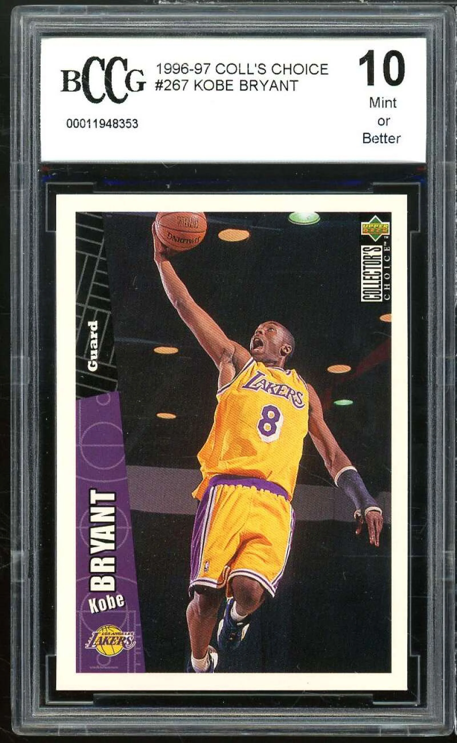 1996-97 Collector's Choice #267 Kobe Bryant Rookie Card BGS BCCG 10 Mint+