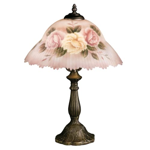 Touch of Class Beccalynn Table Lamp - Light Cream - Painted by Hand - Rose Pink - Floral Bedside Desk Lighting - Old Fashioned Style