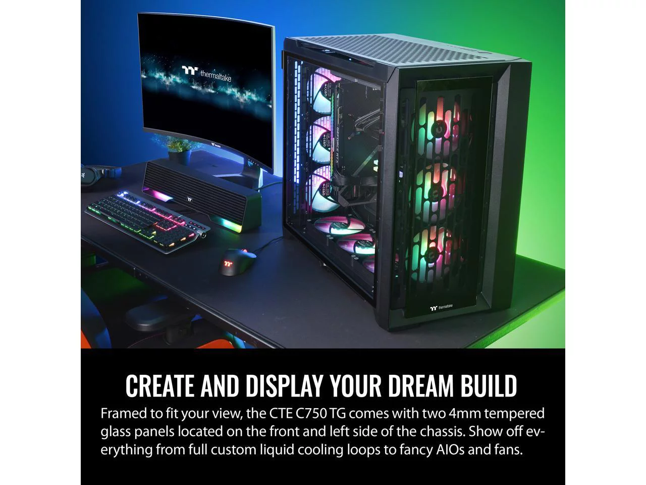 Thermaltake CTE C750 TG ARGB E-ATX Full Tower with Centralized Thermal Efficiency Design; 3x140mm CT140 ARGB Fans Pre-Installed