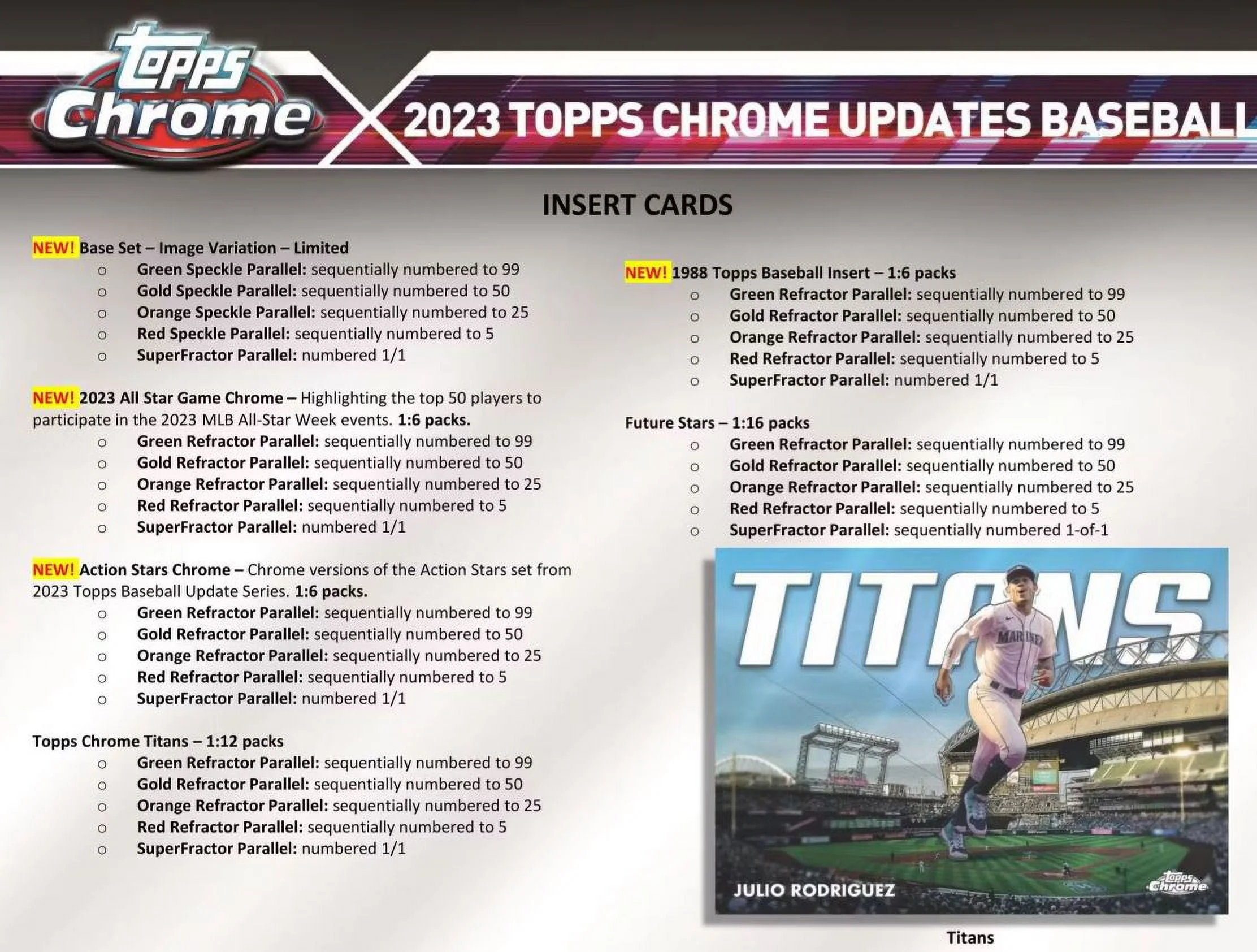 MLB 2023 Chrome Update Series Baseball Trading Card HOBBY Box