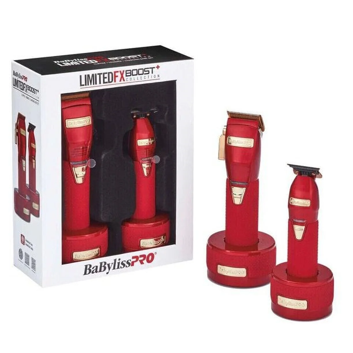 BaByliss PRO RED FX Boost+ Limited Edition Clipper & Trimmer Set w/ Charging Base
