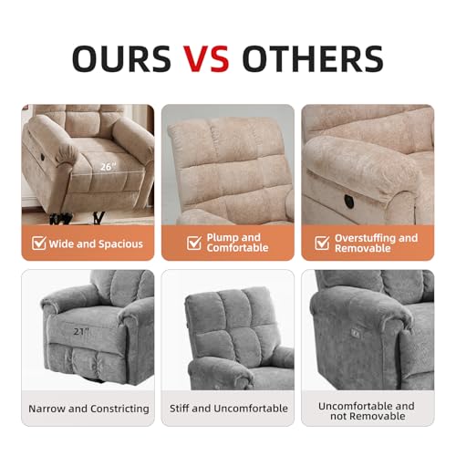 Oversized Power Lift Recliner Chair with Massage and Heat for Elderly, 26" Extra Wide Lift Chair for Big and Tall