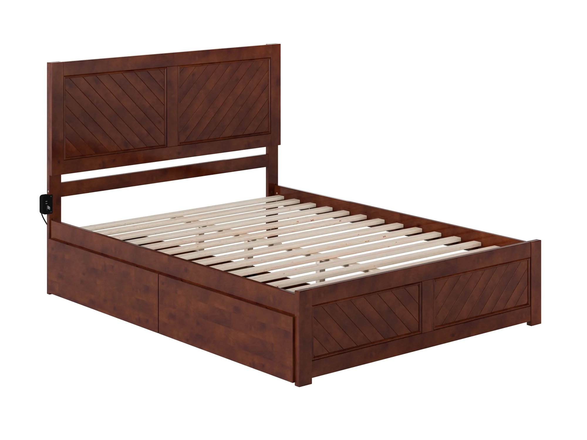AFI Canyon Walnut Solid Wood Platform Bed with Matching Footboard & Storage Drawers, Queen