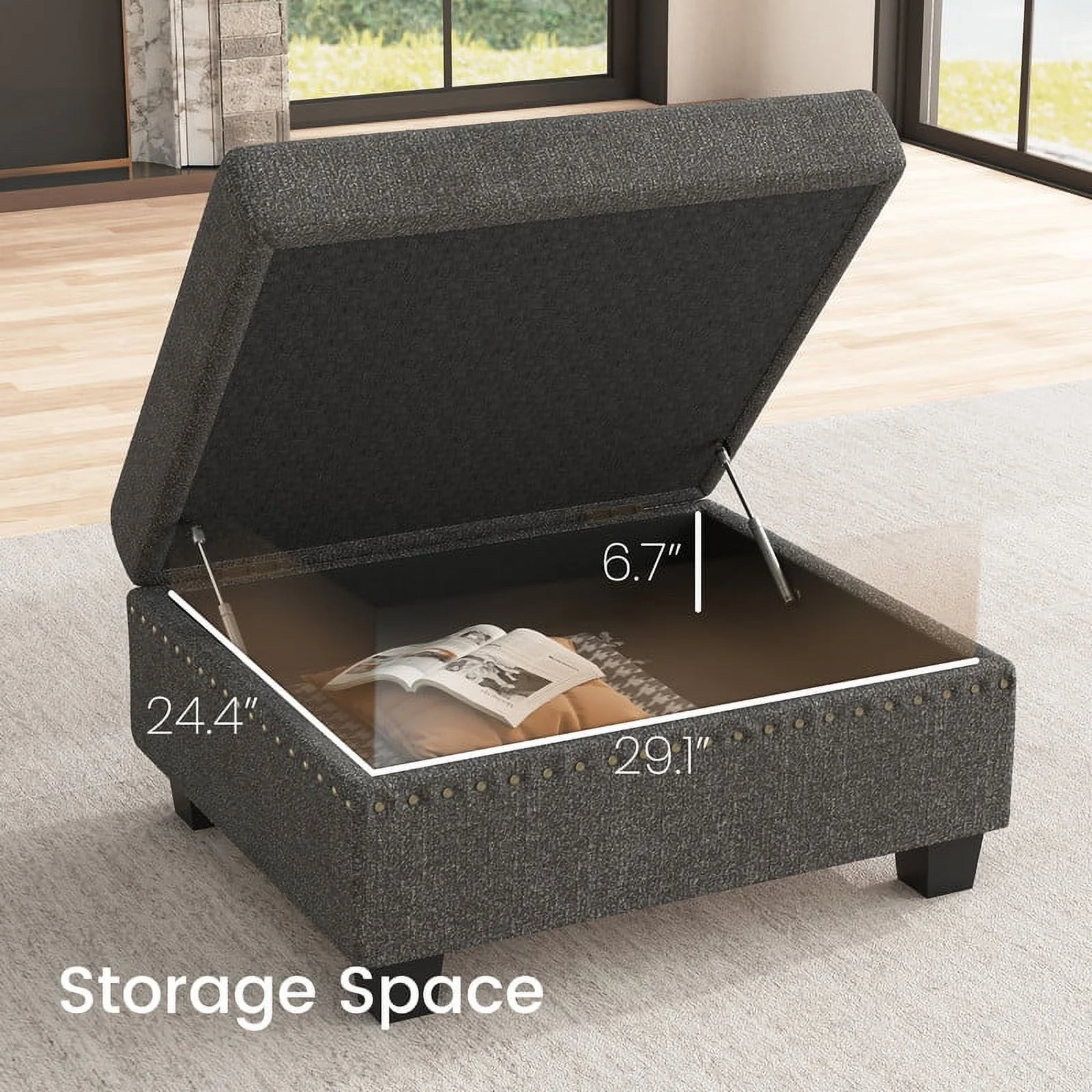 Nolany Modern Corner Modular Sectional Sofa with Movable Storage Ottoman for Living Room, Light Grey