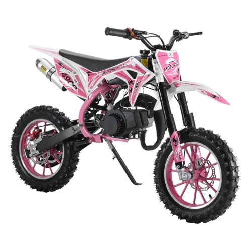 2025 Upgrade 49cc Kids Dirt Bike with Dual Disc Brakes, 2-Stroke 40KM/H Gas Pitbike
