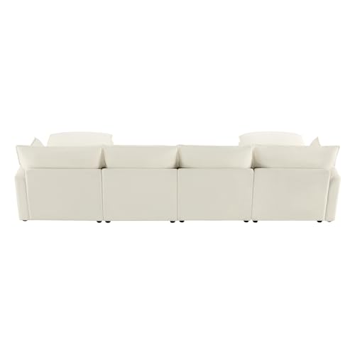 CHITA 113" Oversized Cloud Sectional Couch, Modern Modular Sectional Sofa Set for Living Room, 4 Seater L Shaped Couch, Cream