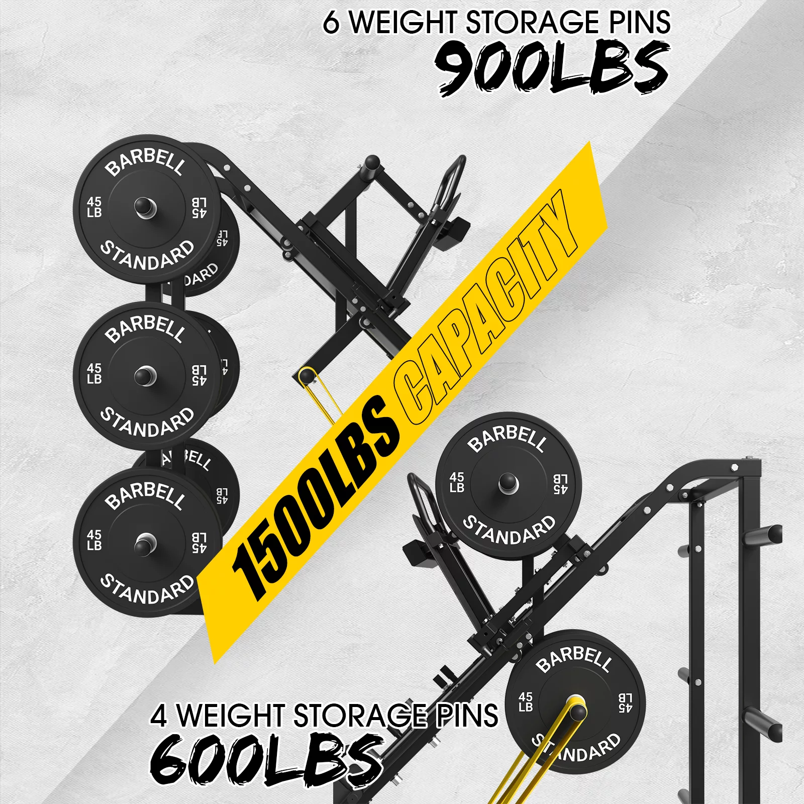 syedee Leg Press Machine with Calf Block, 1500LBS Weight Capacity Adjustable Leg Machine with Resistance Band Pegs and Plate Storages