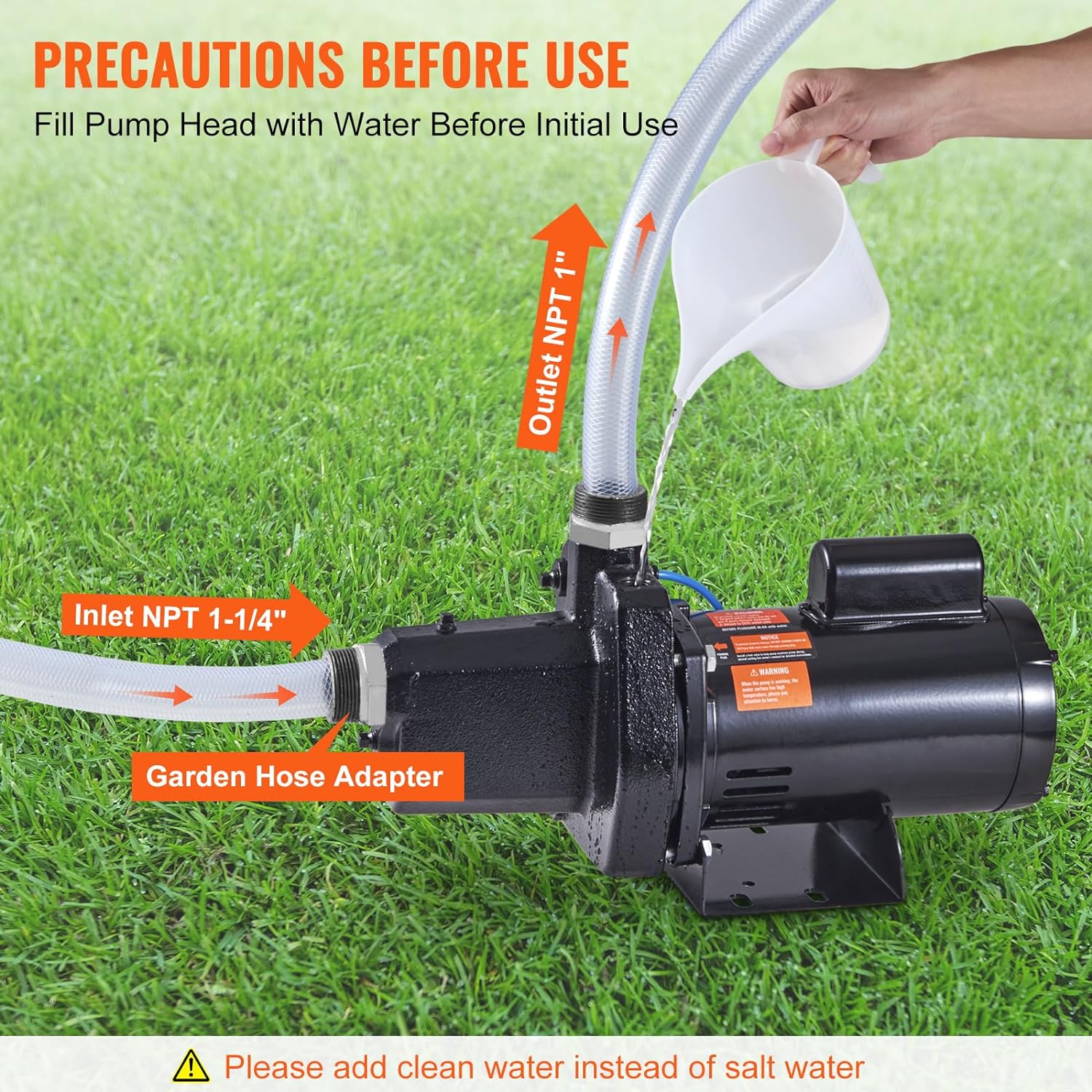 VEVOR 1.5 HP Cast Iron Sprinkler/Irrigation Pump, 115/230 Volt, 66 GPM 3450 RPM Shallow Well Jet Water Pump Booster