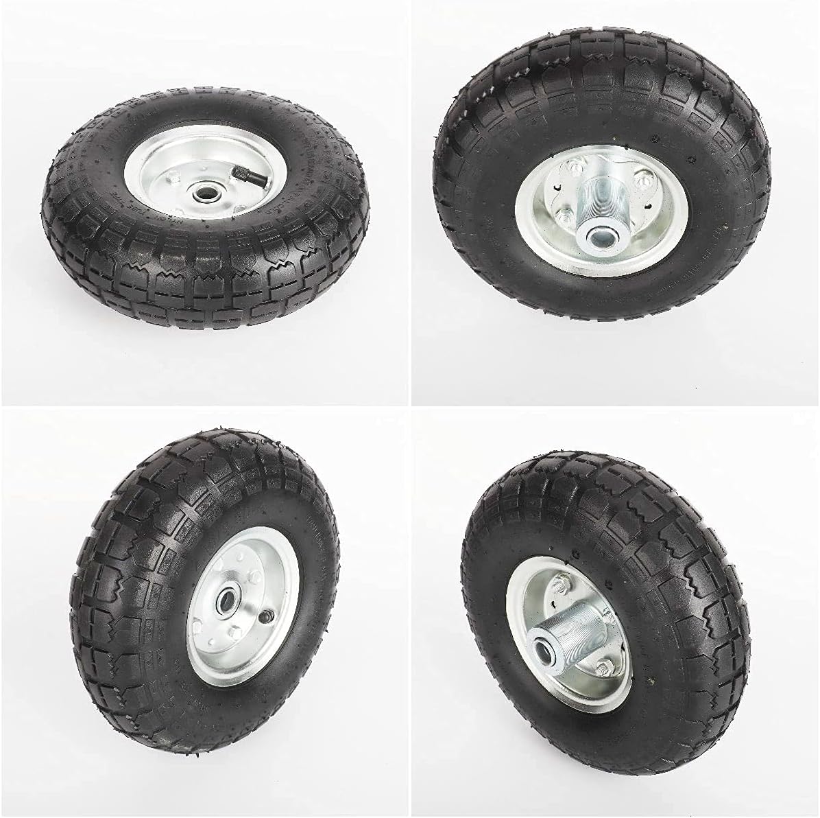 Bimiti 4 Pack 10 Pneumatic Air Filled Heavy-Duty Wheels Tires with 5/8 Center Bearing All Purpose Utility Air Tires Wheels Pneumatic Rubber Tyre