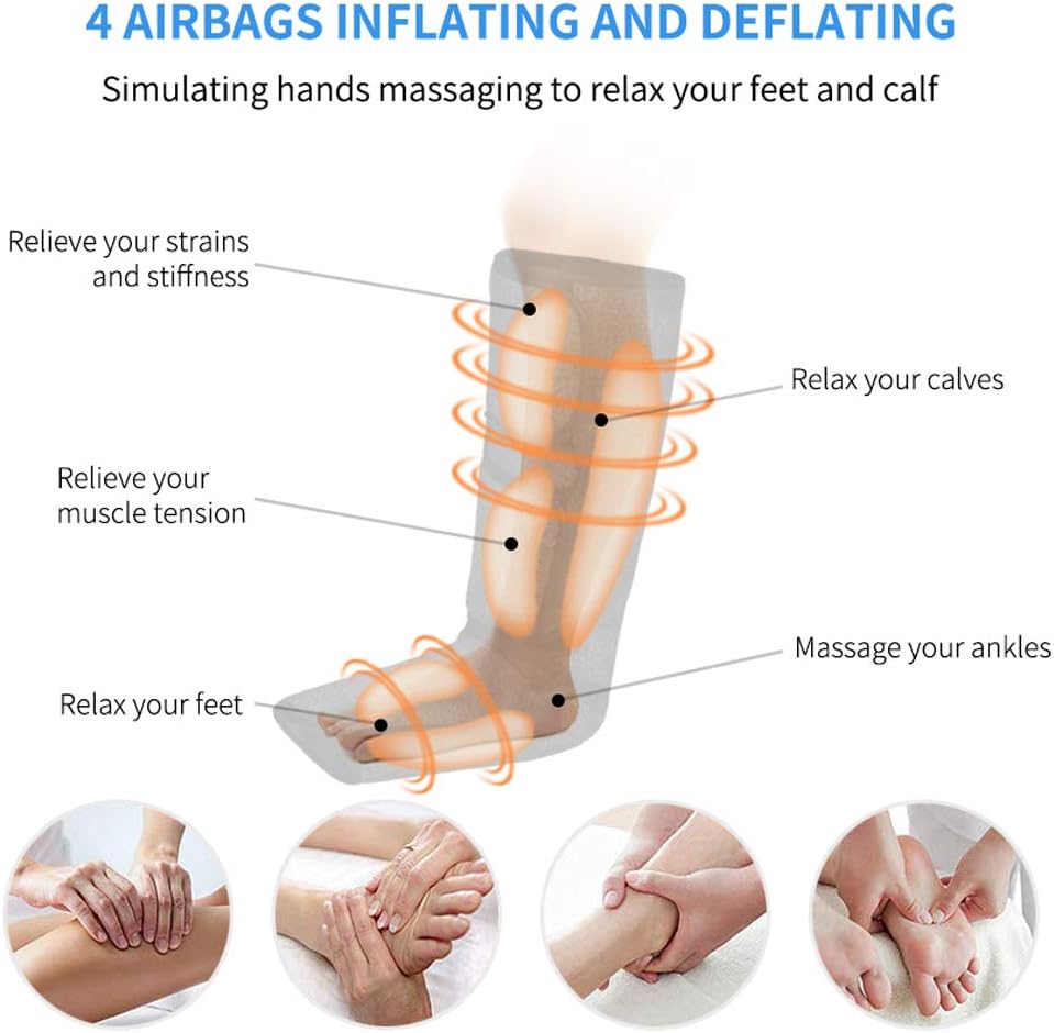 Leg Massager for Circulation with Heat Foot and Calf Massage Machine with LCD Handheld Controller Adjustable Wraps Design for Most Size