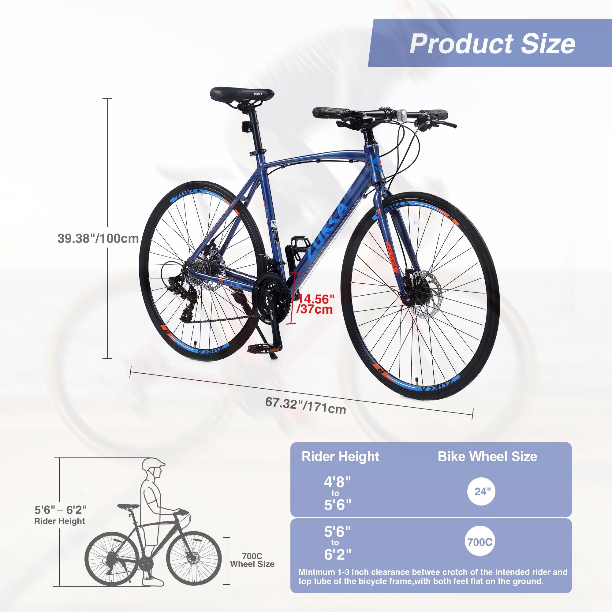 24in Hybrid Road Bike 24 Speed Disc Brakes Lightweight Frame City Commuter Bike for Men/Women