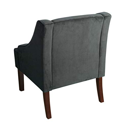 HomePop Velvet Swoop Arm Accent Chair, Suri Blue