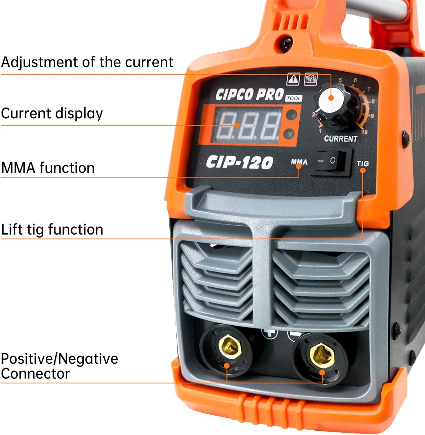 CIPCOPRO 120A ARC Stick Welder 110/220V Dual Voltage IGBT Hot Start Inverter Welder with Lift TIG, Digital Display LCD, Electrode Holder,Work Clamp