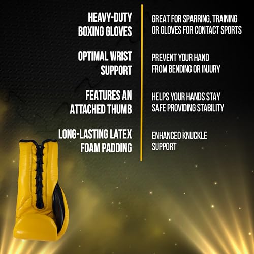 CLETO REYES Traditional Professional Boxing Gloves with Laces for Training, Sparring and Heavy Punching Bags for Men and Women, MMA, Kickboxing