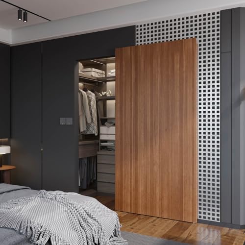 36inch Concealed Sliding Barn Door Hardware with Soft Close Mechanism, Aluminum Track, Invisible Floor Track, Fit MIN Opening Width 28in