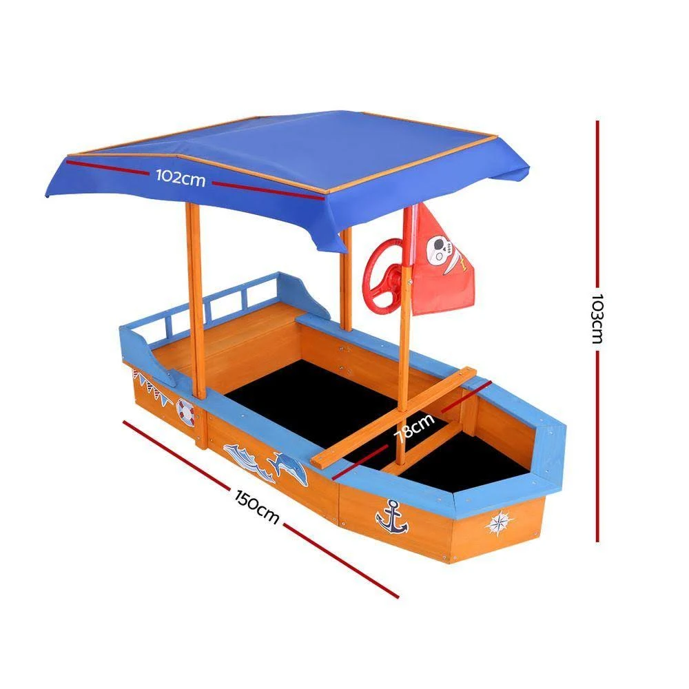 Keezi Boat-Shaped Canopy Sand Pit