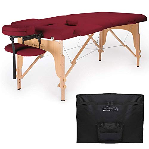 Saloniture Professional Portable Folding Massage Table with Carrying Case - Black