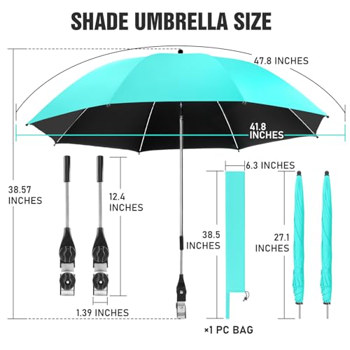 41.8" Chair Umbrella with Clamp, SPF50+, 360 ° Adjustable Umbrella for Chair, Camping Chair with Umbrella also for Beach Chair