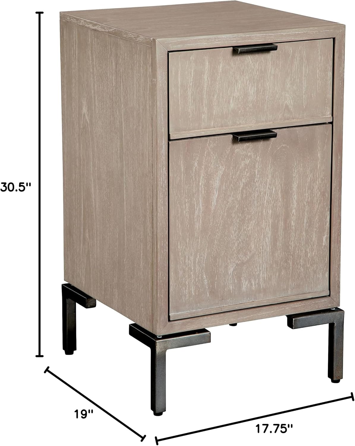 Hekman Furniture Vertical File Cabinet – Scottsdale Finish, Small Storage Cabinet, Mindi Veneer & Solids, Aged Iron Finished Square Metal Legs