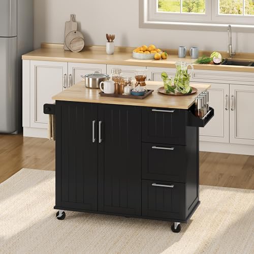 Yaheetech Kitchen Island Cart with Drop-Leaf Countertop