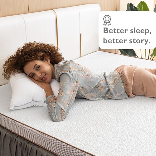 BedStory 4 Inch Memory Foam Mattress Topper Queen - Gel Infused Bed Toppers with Removable Cover & High Density Memory Foam - Medium Firm