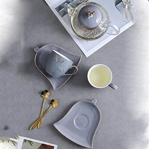 Ceramic Flower Tea Set Porcelain Coffee Set Service for 4 Fruit Flower Teapot Afternoon Tea Tea Tea Candle Can Be Heated for Adults Christmas Women