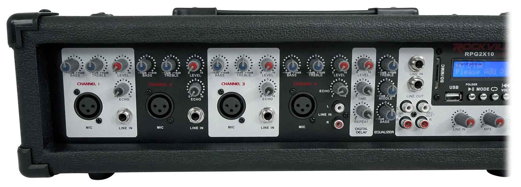 Rockville RPG2X10 Package PA System Mixer/ Amp+10 inch Speakers+Stands+Mics+ Bluetooth