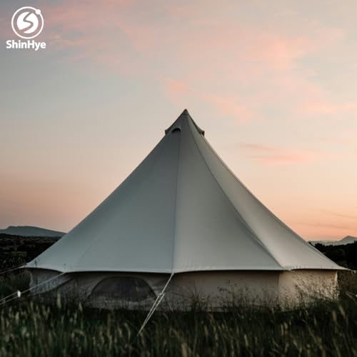 Canvas Tent Bell Tent Yurt Tents 4 Seasons for Camping 100% Cotton Glamping Tents with Stove Jack, Family Camping Outdoor Hunting Party