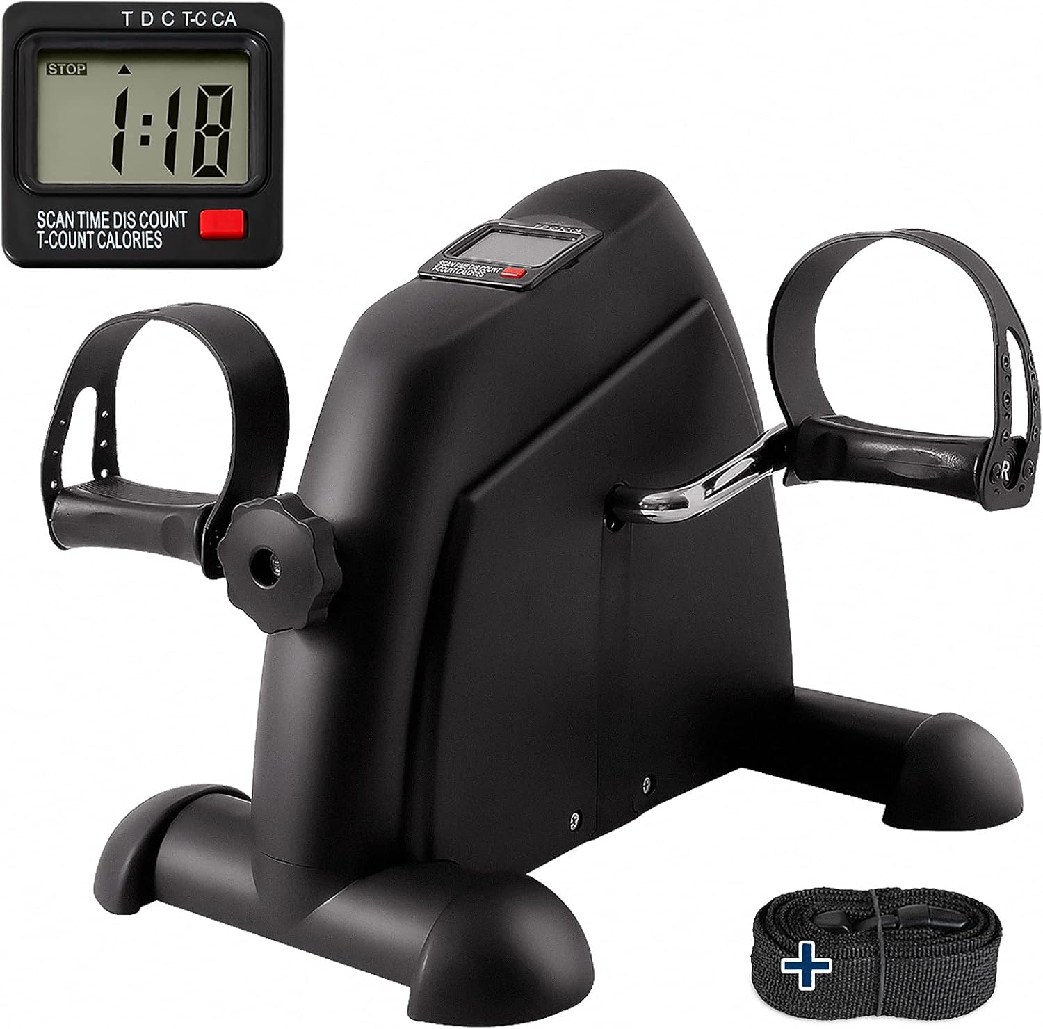 TABEKE Pedal Exerciser Under Desk Bike - Folding Pedal Exerciser for Arm/Leg Workout, Portable Desk Bike Peddler Exerciser with LCD Display